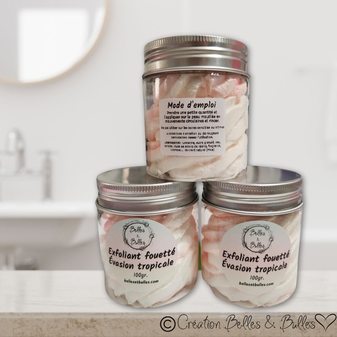 Exfoliant Fouetté Évasion Tropicale – Soin 2 en 1 parfumé aux fruits tropicaux