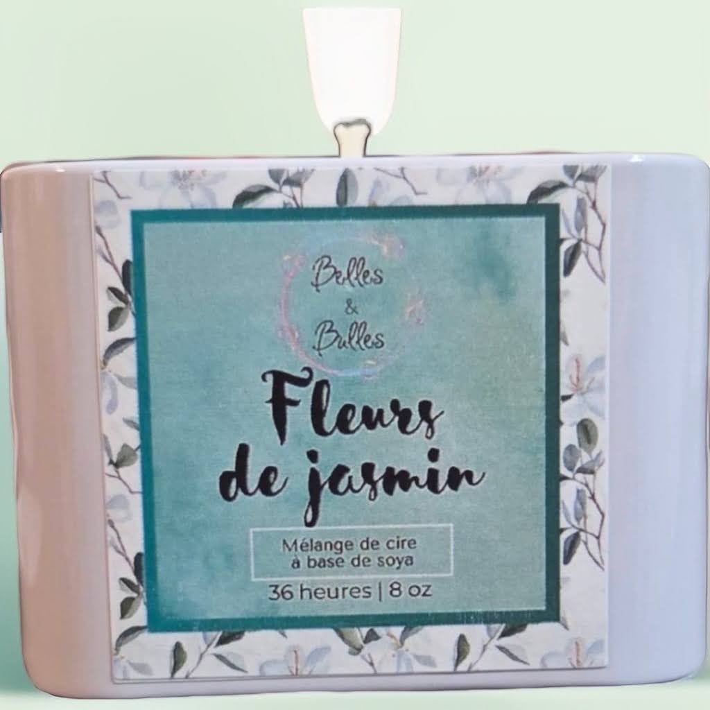 Chandelle Fleurs de Jasmin – Élégance Florale et Pureté