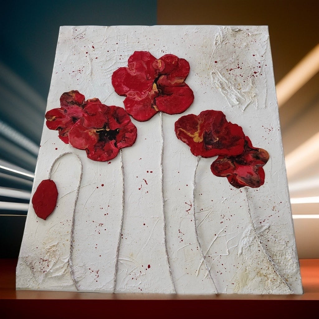 Toile Texturée Fleurs en 3D – Tableau Moderne Fait Main