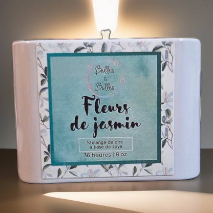 Chandelle Fleurs de Jasmin – Élégance Florale et Pureté