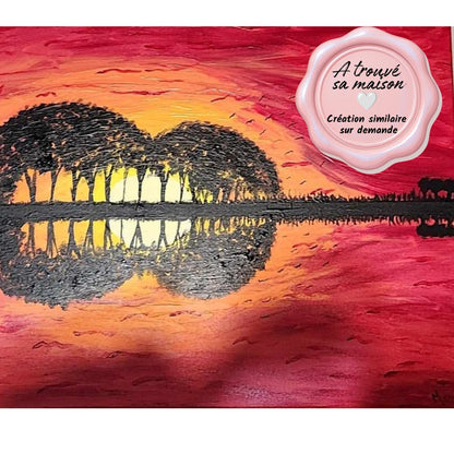 Toile Paysage musical – Œuvre Guitare au Couché de Soleil