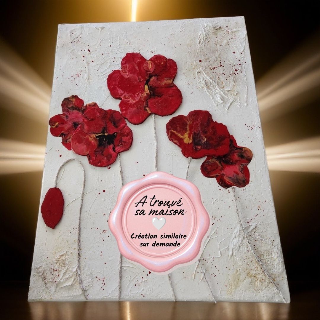 Toile Texturée Fleurs en 3D – Tableau Moderne Fait Main