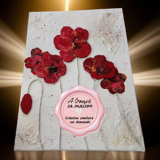 Toile Texturée Fleurs en 3D – Tableau Moderne Fait Main
