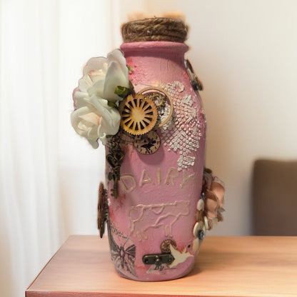 Bouteille Décorative Shabby Chic – Pot à Lait Altéré