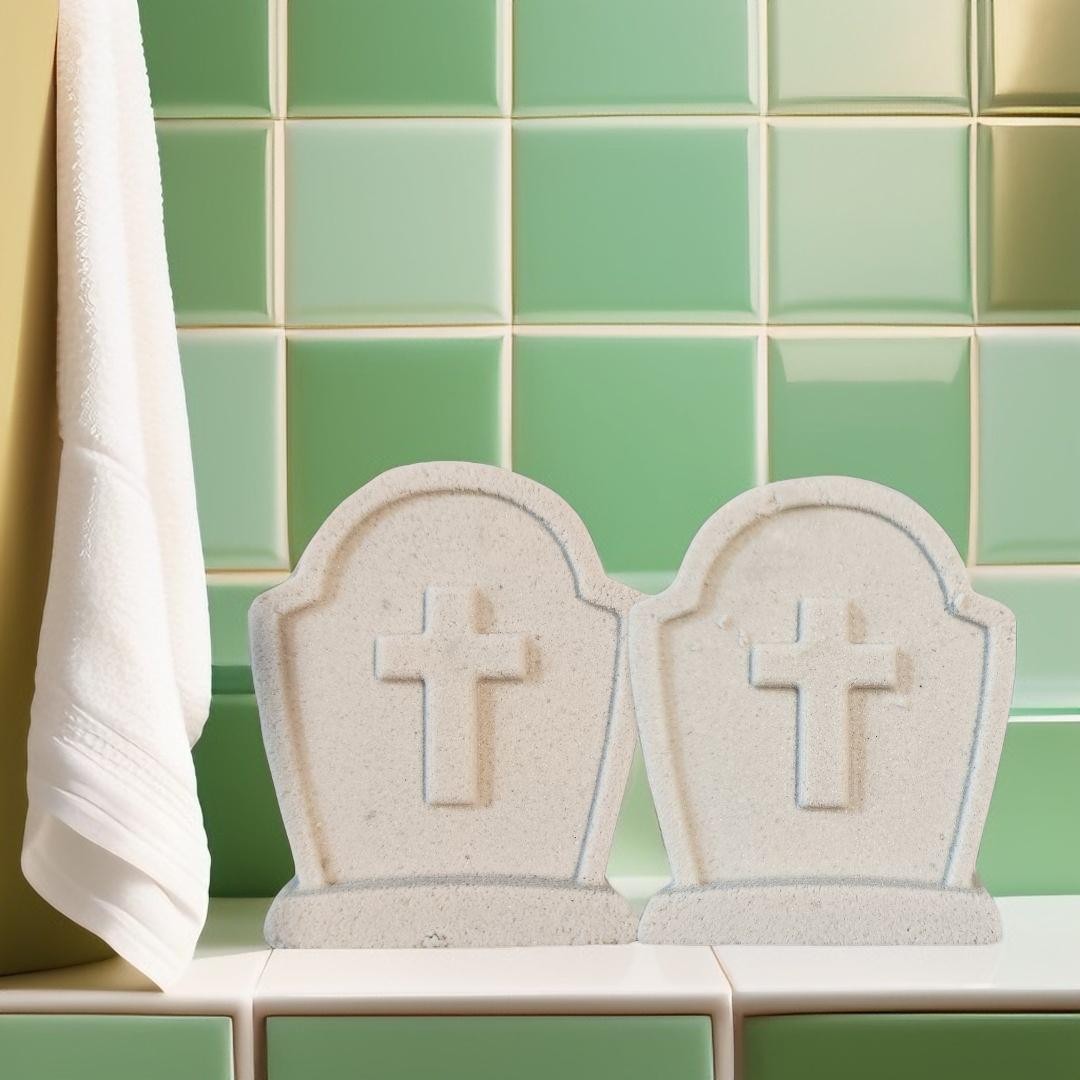 Deux bombes de bain pierre tombale d'Halloween.
