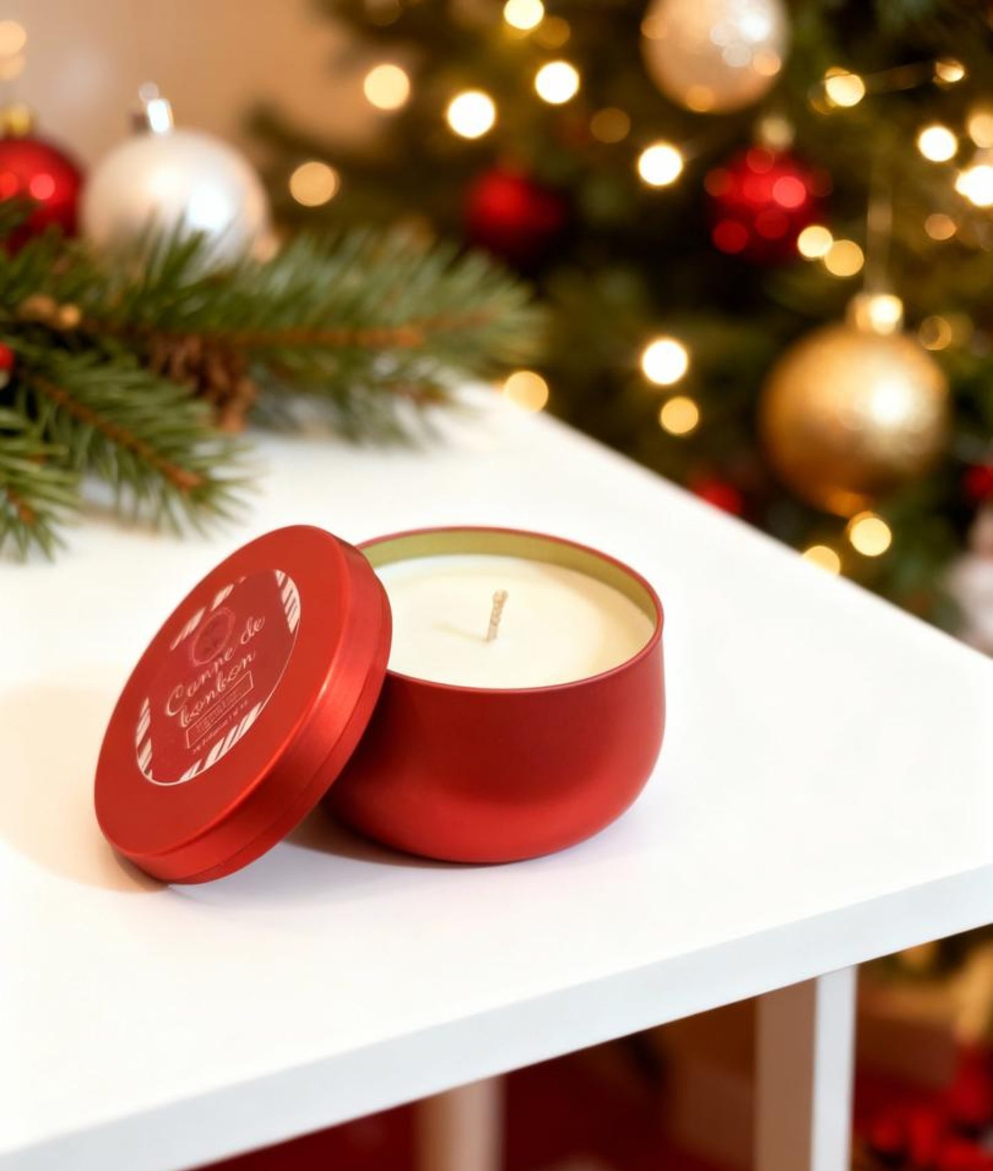 Chandelle Canne de Bonbon – Menthe Poivrée Rafraîchissante