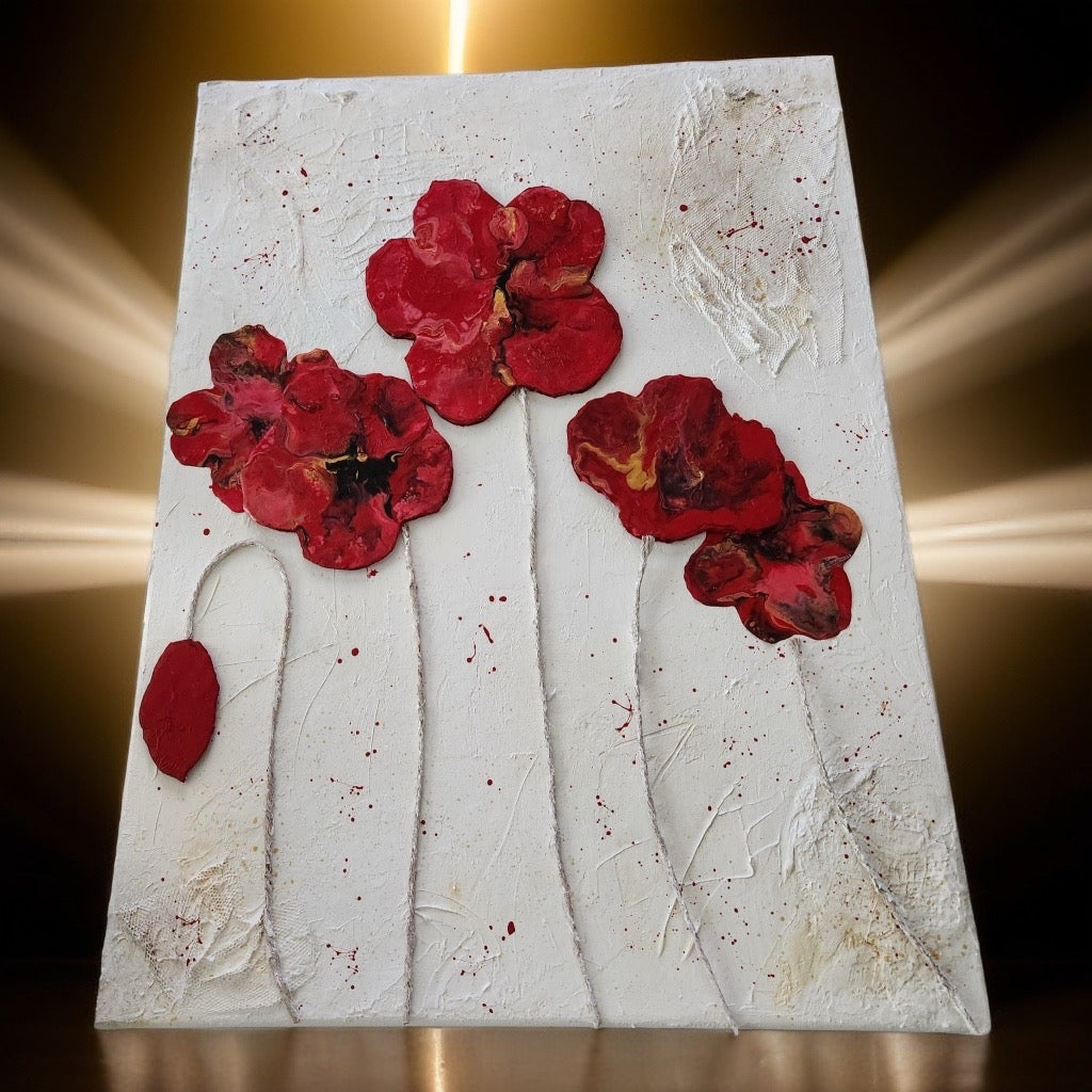 Toile Texturée Fleurs en 3D – Tableau Moderne Fait Main