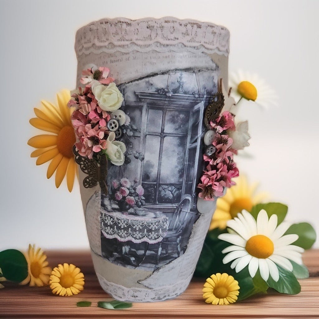 Vase Art Altéré Baroque Antique– Création Unique Nuit Éternelle