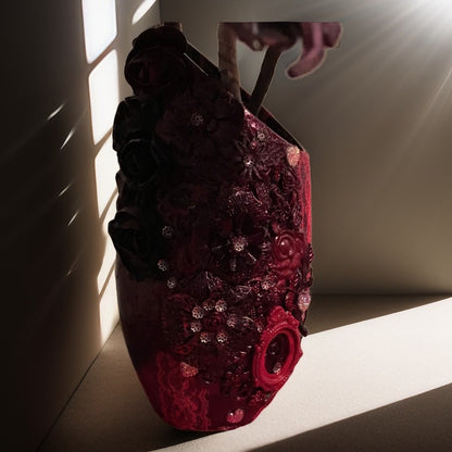 Vase Artistique Éclats Écarlates– Création Unique Vase Altéré