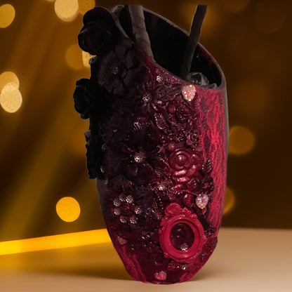 Vase Artistique Éclats Écarlates– Création Unique Vase Altéré